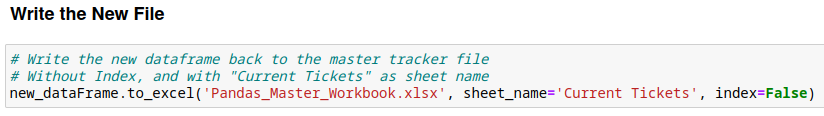 Write to the Master Tracker